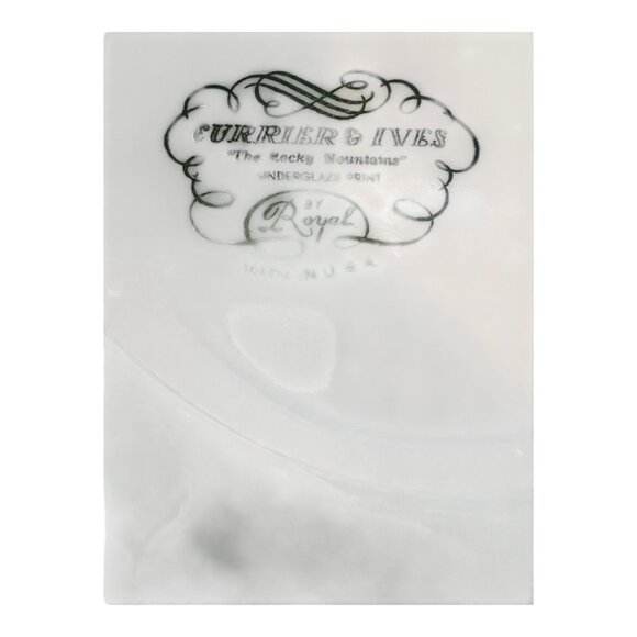 Vtg Currier and Ives By Royal Serving Platter The Rocky Mountains Pattern 10.5" - Picture 4 of 6